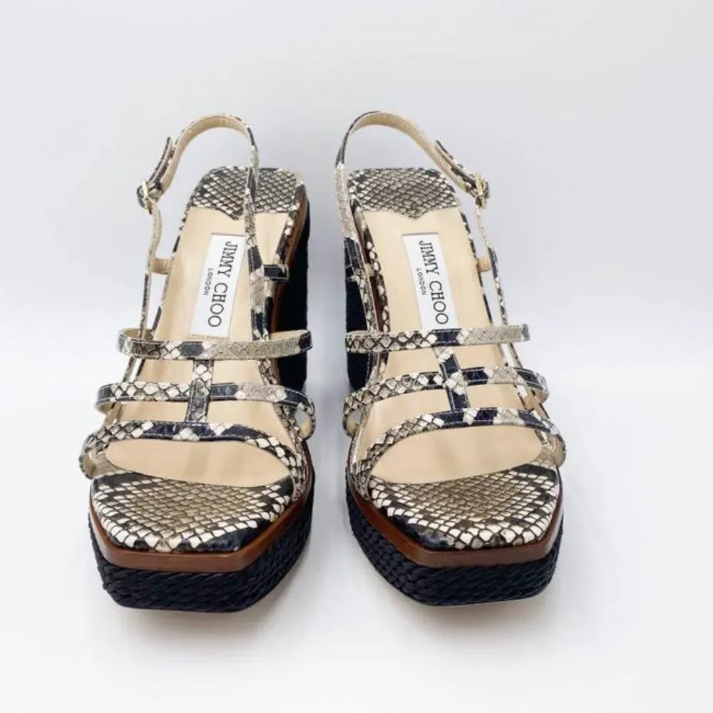 Jimmy Choo Black Ariela Snake Printed Platform - Picture 7 of 12